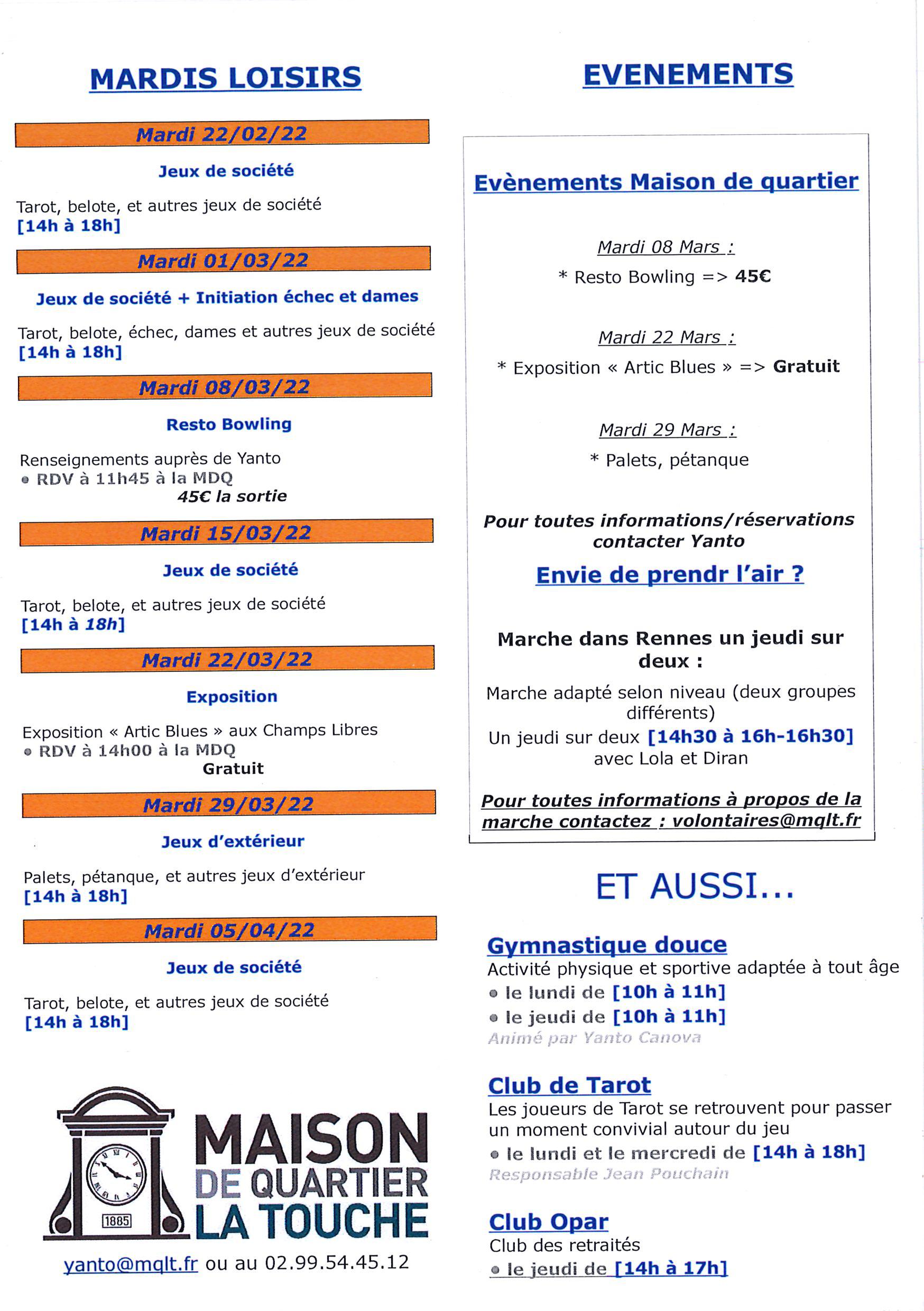 Programme mars – Secteur seniors