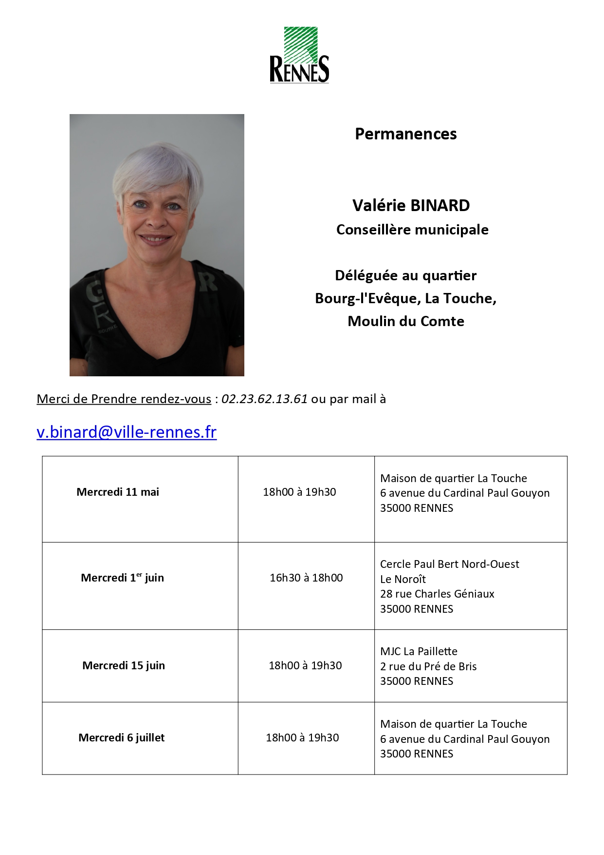Permanences Élue de Quartier