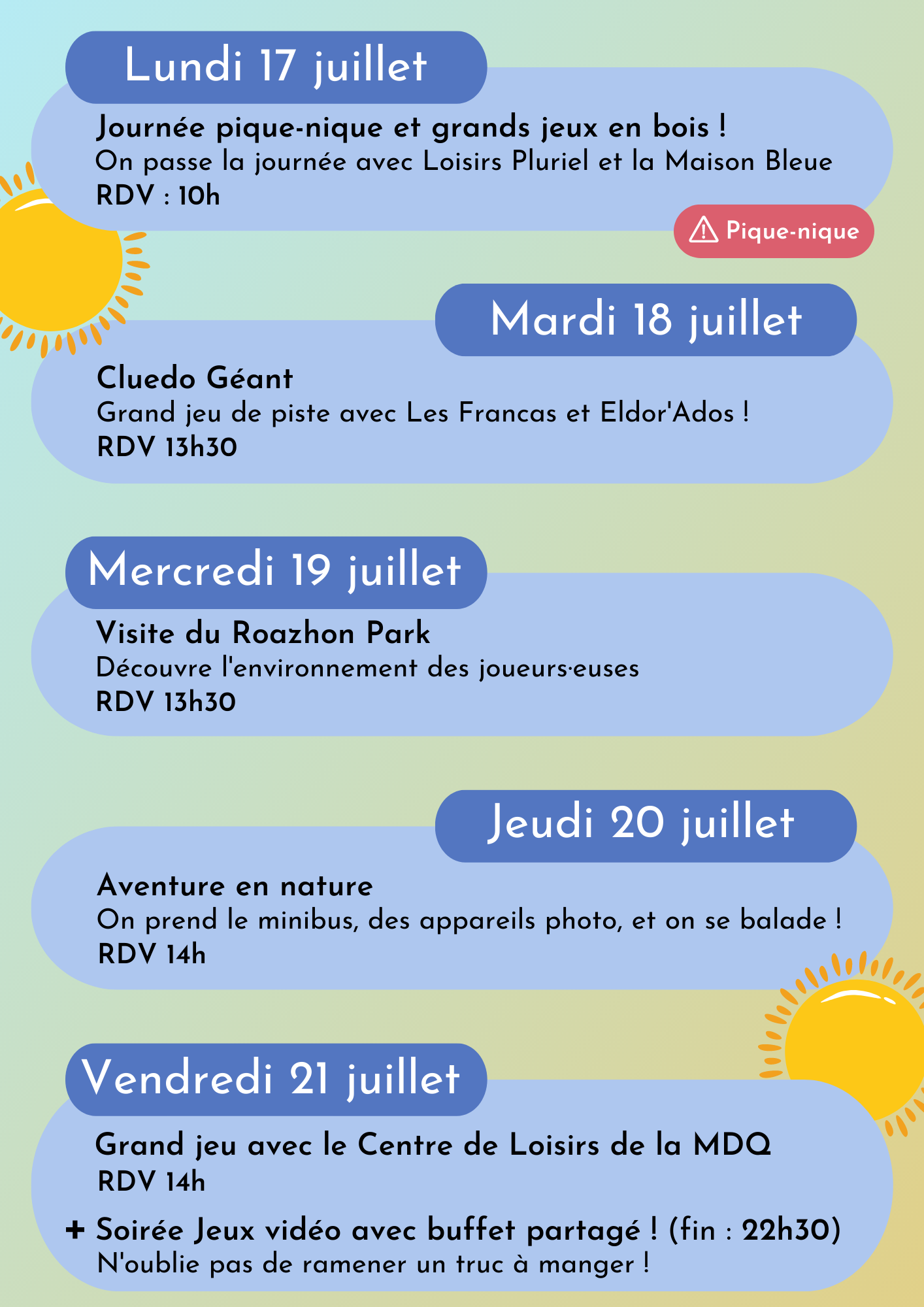 Programme Jeunesse – Été 2023