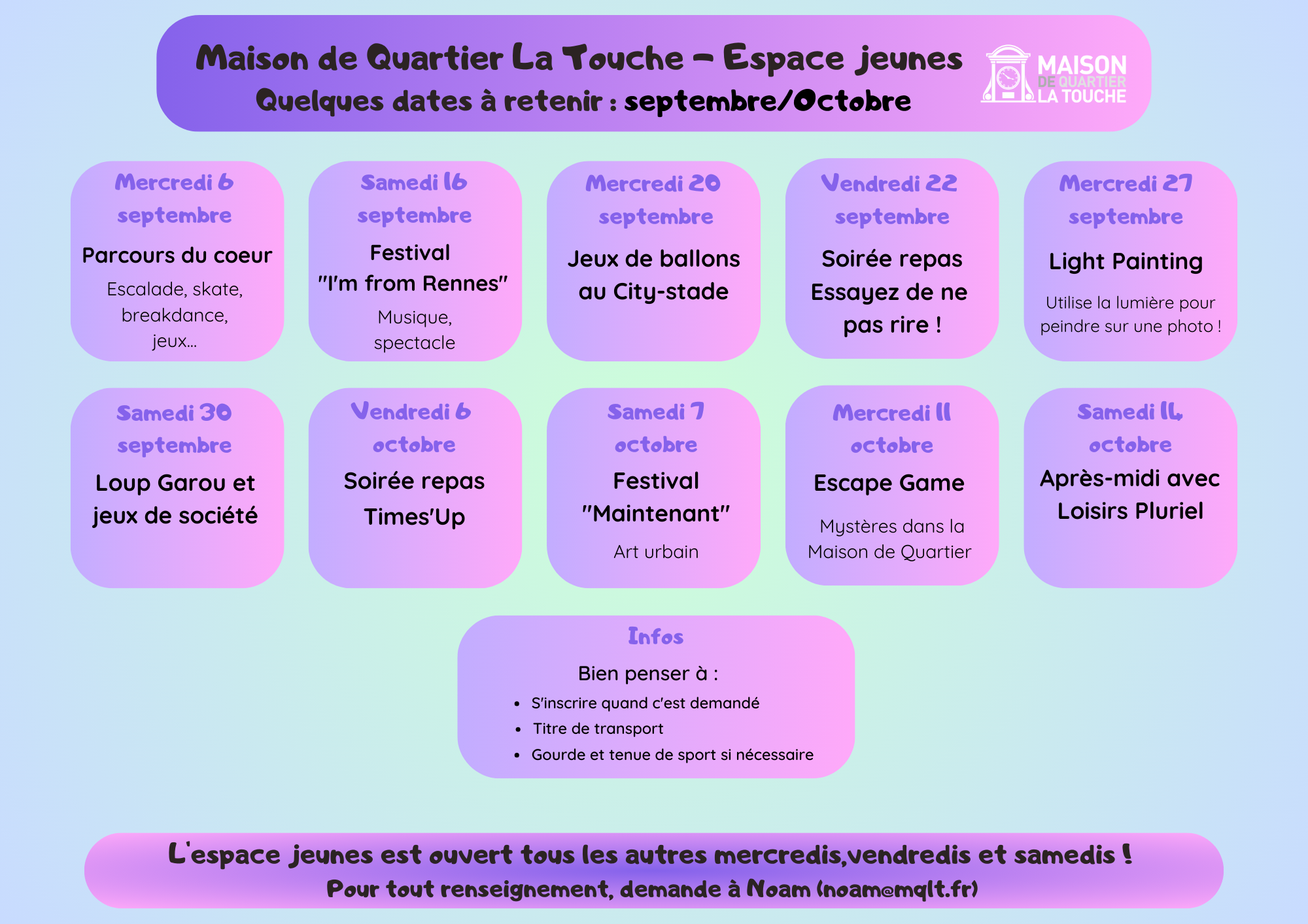 Programmation jeunesse – Septembre / Octobre
