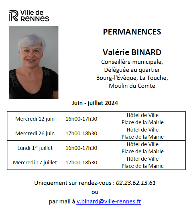 Permanences de l’élue de quartier Valérie BINARD