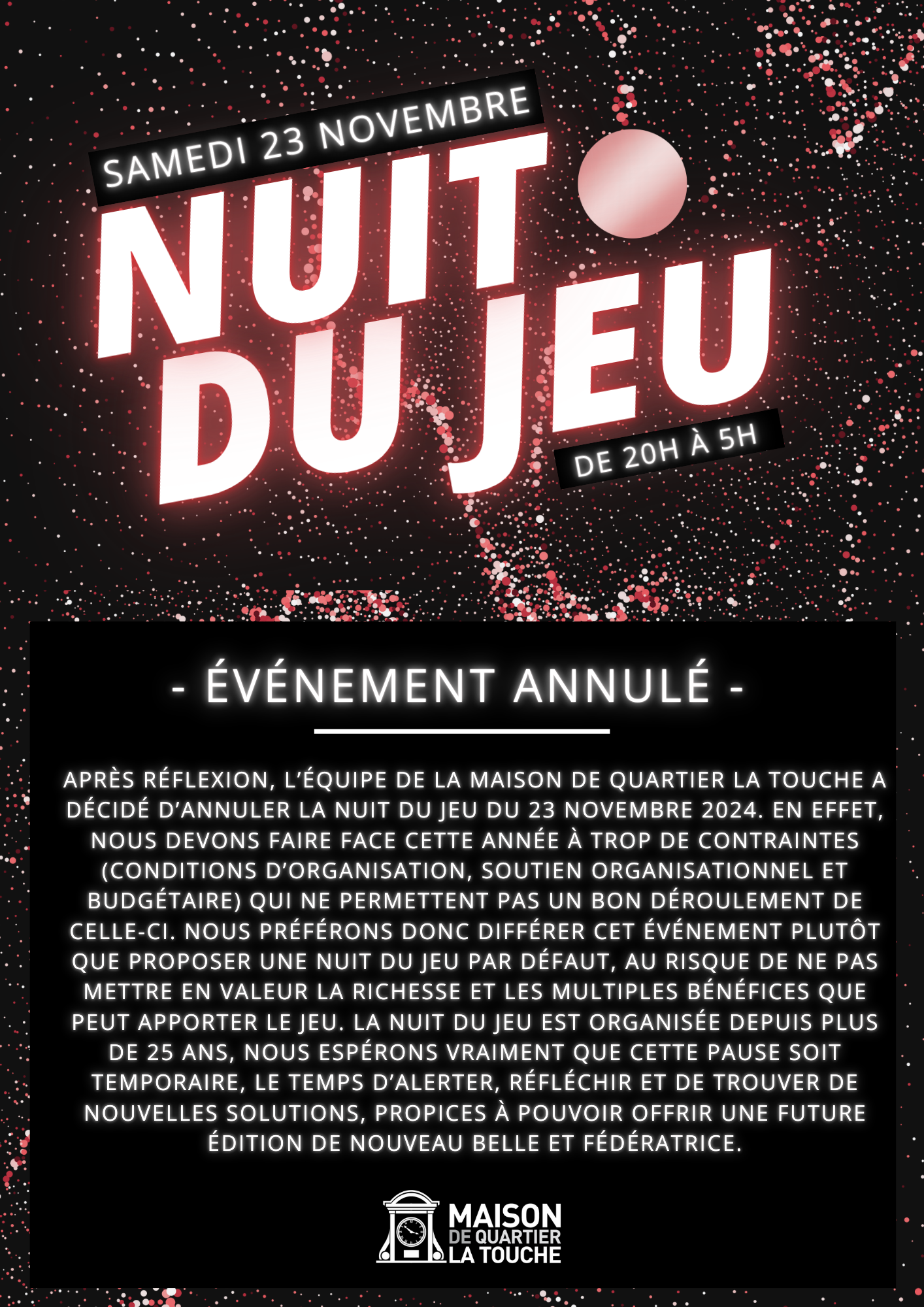 Nuit du Jeu – Événement annulé !